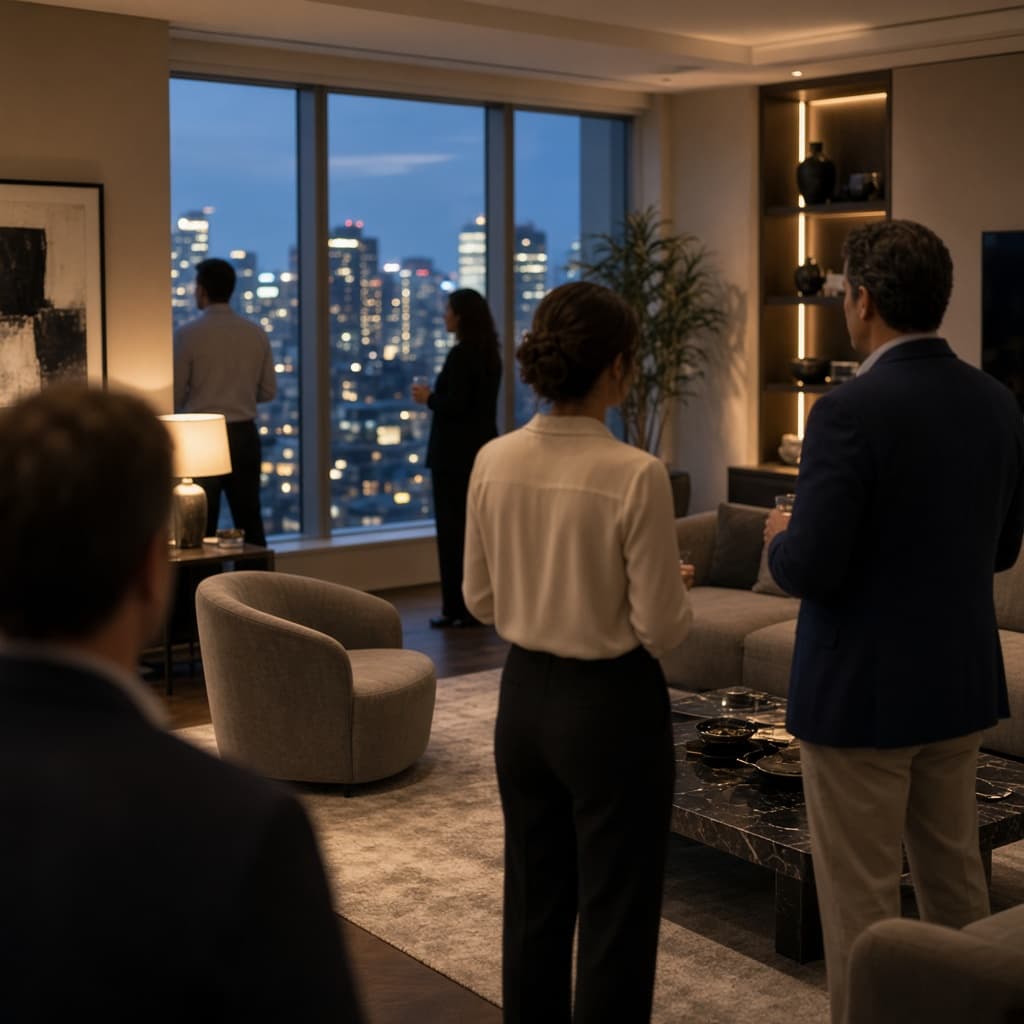 Evening gathering in a show apartment